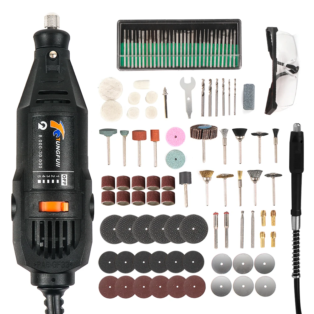 1 Set Dremel Style MultiPro Drill Carving Pen Soft Shaft Accessories 75pcs Polishing Top 30pcs Burs-level Kits Factory price