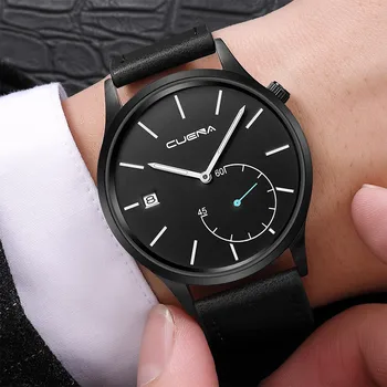 

Fashion Business Watch Simple Men's Watches Sports Male Stainless Steel Clock Leather Strap Wristwatch Man watch montre homme