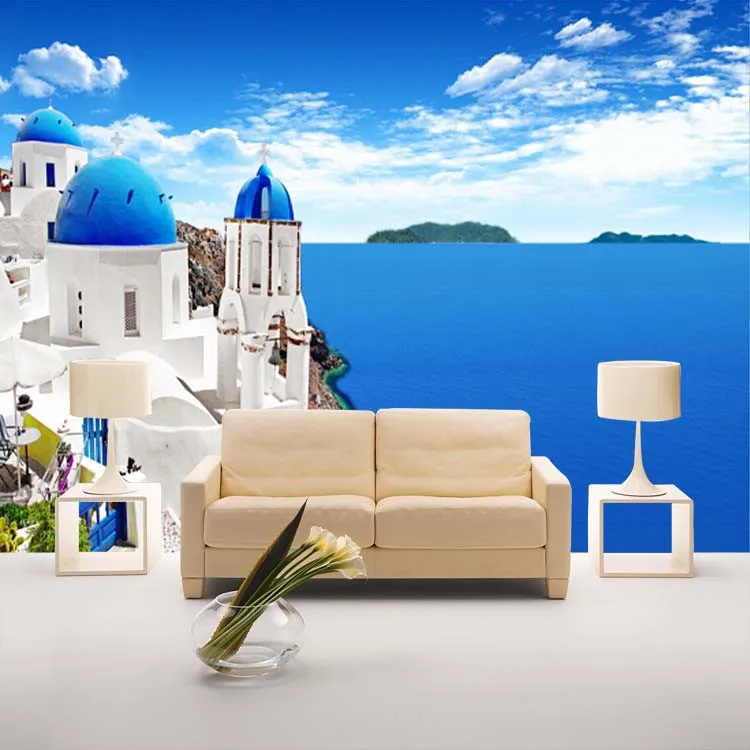 Blue Aegean Sea photo wallpaper Santorini Wallpaper Natural landscape
