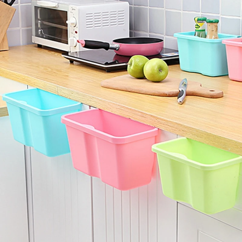 

Kitchen trash can be hung plastic multi-function large capacity double handle simple bedroom living room trash basket home hot