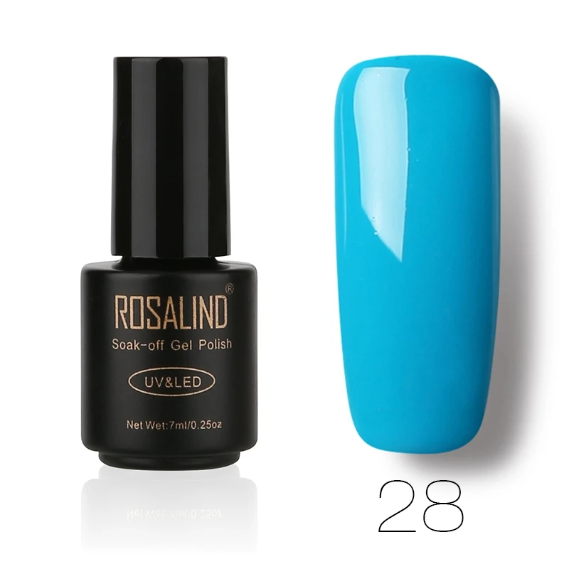 Бренд Rosalind, Гель-лак для ногтей, косметика, 1 шт., украшение для дизайна ногтей, высокое качество, винно-красный, розовый, 7 мл, замачиваемый, УФ светодиодный Гель-лак - Цвет: 28