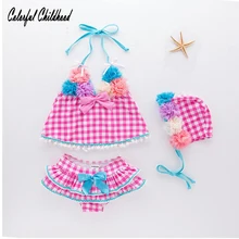 Купальник для маленьких девочек, детские купальники, танкини, бикини, купальник, сказочный клетчатый купальник, купальный костюм, купальники для маленьких девочек