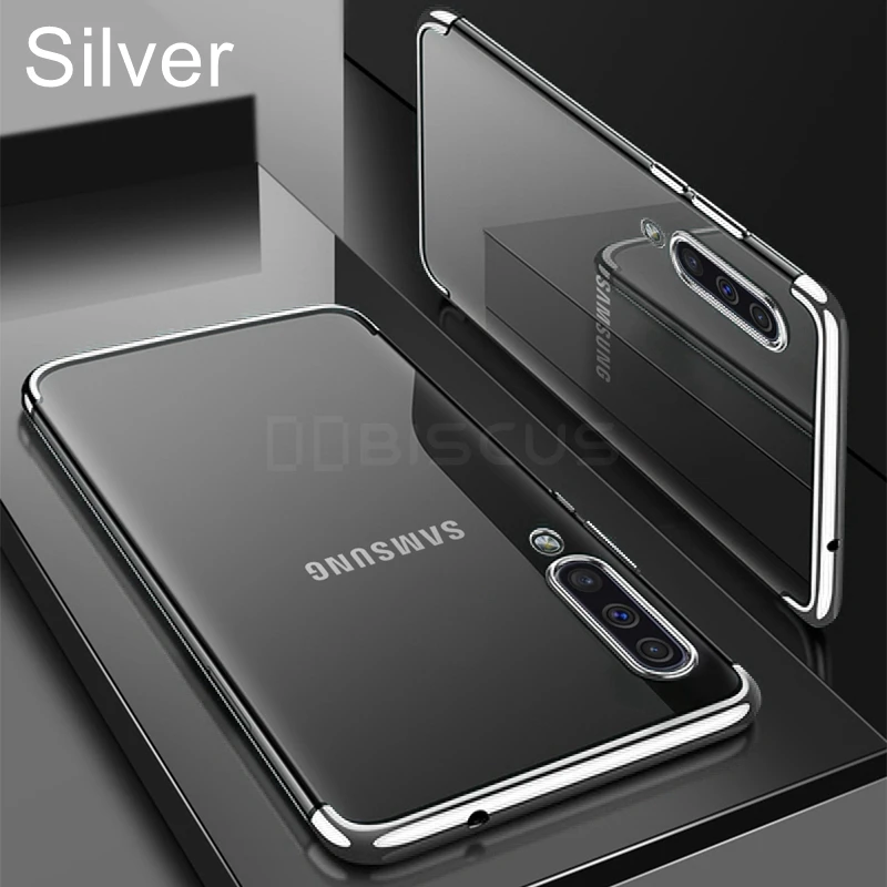 A50 A70 чехол покрытие Мягкий ТПУ чехол для samsung Galaxy A50 A70 A505F Galaxy ya50 A705F Galaxy ya70 прозрачный силиконовый чехол чехлы для телефонов - Цвет: Silver