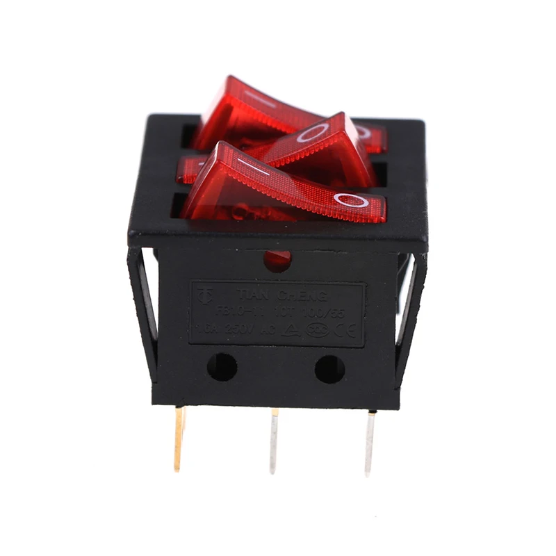 1pcs 16a/30a 250 Vac 9pin Rocker Switch KCD3 34*40 Big Rocker Switch On-Off With Red Light High Quality
