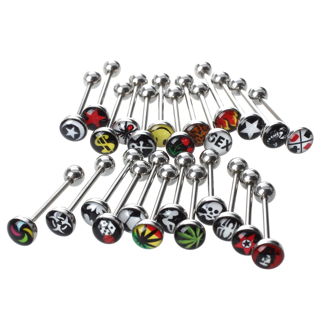 

25 Logo Surgical Steel Tongue Bar Ring Barbell Piercing