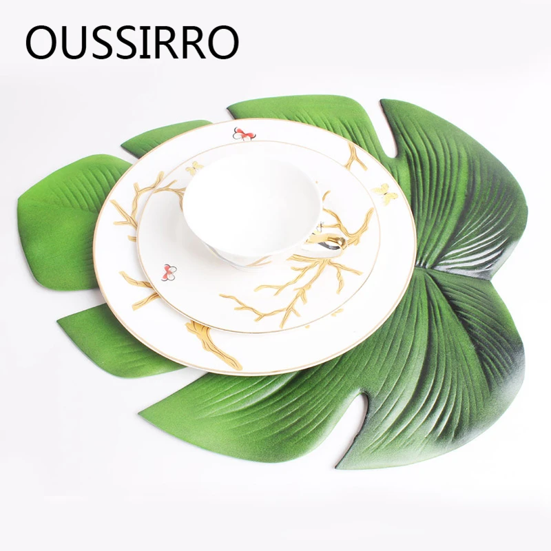 Thicken Kitchen Placemat Leaves Pvc Dining Table Mat Disc Pads Bowl Pad