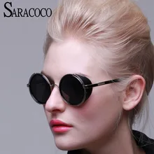 SARACOCO Vintage Steampunk Anti-Reflective Sunglasses 2017 Brand Designer UV400 Metal Frame Sun Glasses Female #CO003