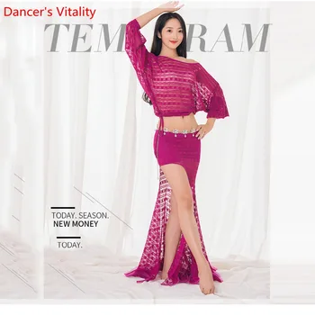 

Belly Dance SET Autumn And Winter Models Costume Suit Lace Long Skirt Sexy Top+Skirt(With Underpants )2pcs