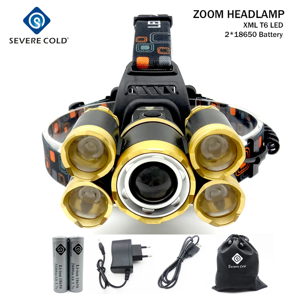 

10000LM T6+4* XPE LED Headlamp 5LEDs Headlight Waterproof Lamp Zoomable light lamp fishing Bike light