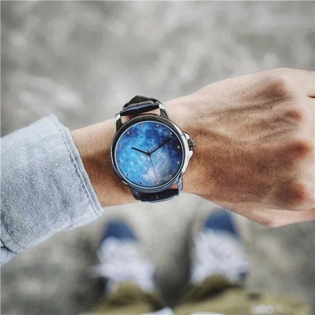 Дизайн модные креативные кварцевые часы для мужчин и женщин 2016 звезда циферблат повседневное наручные часы хип-хоп стиль популярный бренд