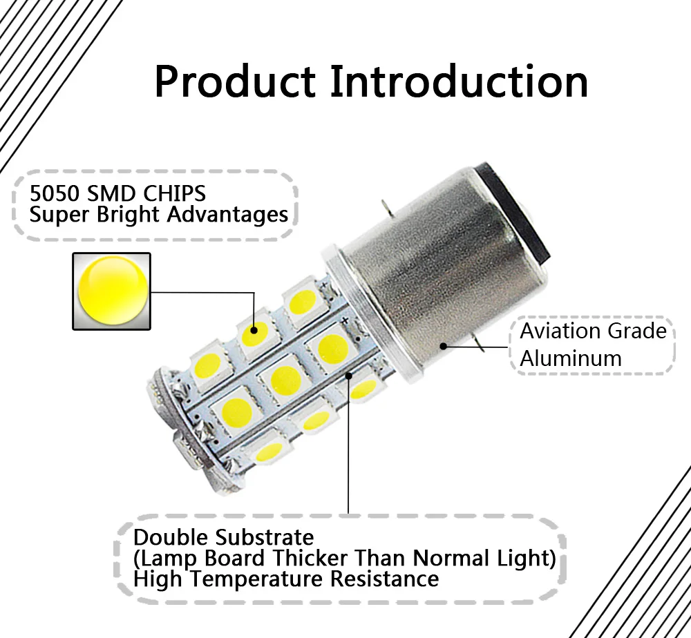 6V 5050 27smd светодиодный фонарь для мотоцикла дальнего ближнего света с двойным светом 540lm супер яркий 4300k рулевой фонарь для мотоцикла H6 BA20D 2 шт