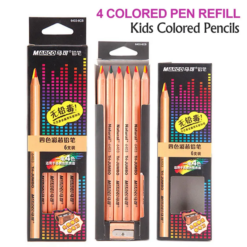 

Marco Raffine Art 6 Pcs 4 Colored Lapis De Cor Set Kids Sketch Pencil Drawing Color Pencils For School Supplies