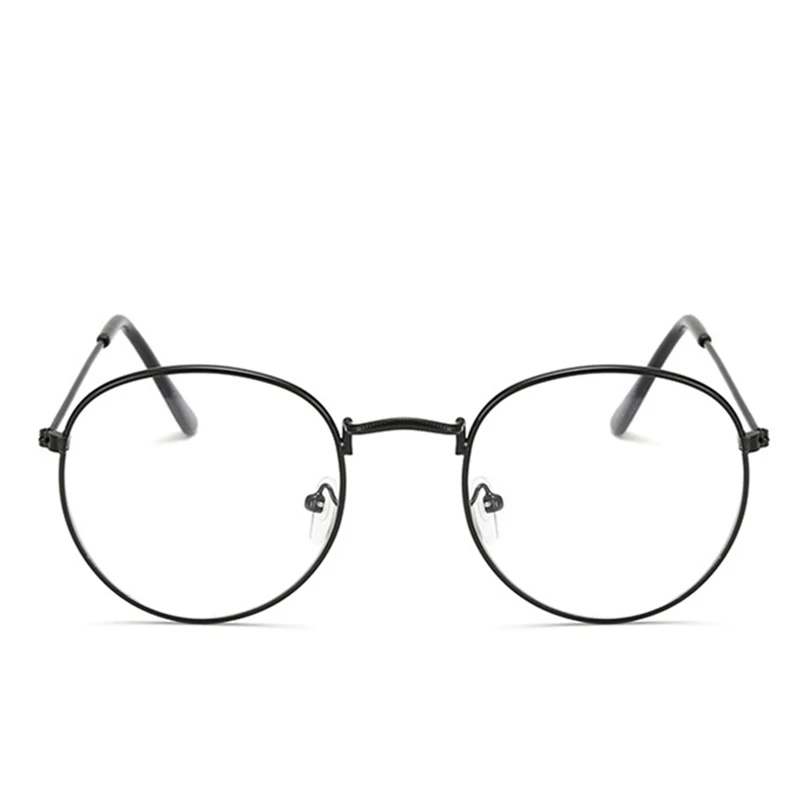 Retro Eyeglasses Frames Harajuku metal round flat mirror men and women literary round frame decorative frame