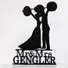 Акрил Свадебные топперы для торта Mr& Mrs Вес подъема crossfitters пользовательские фамилия цвет обручальное свадьбу душ инструменты