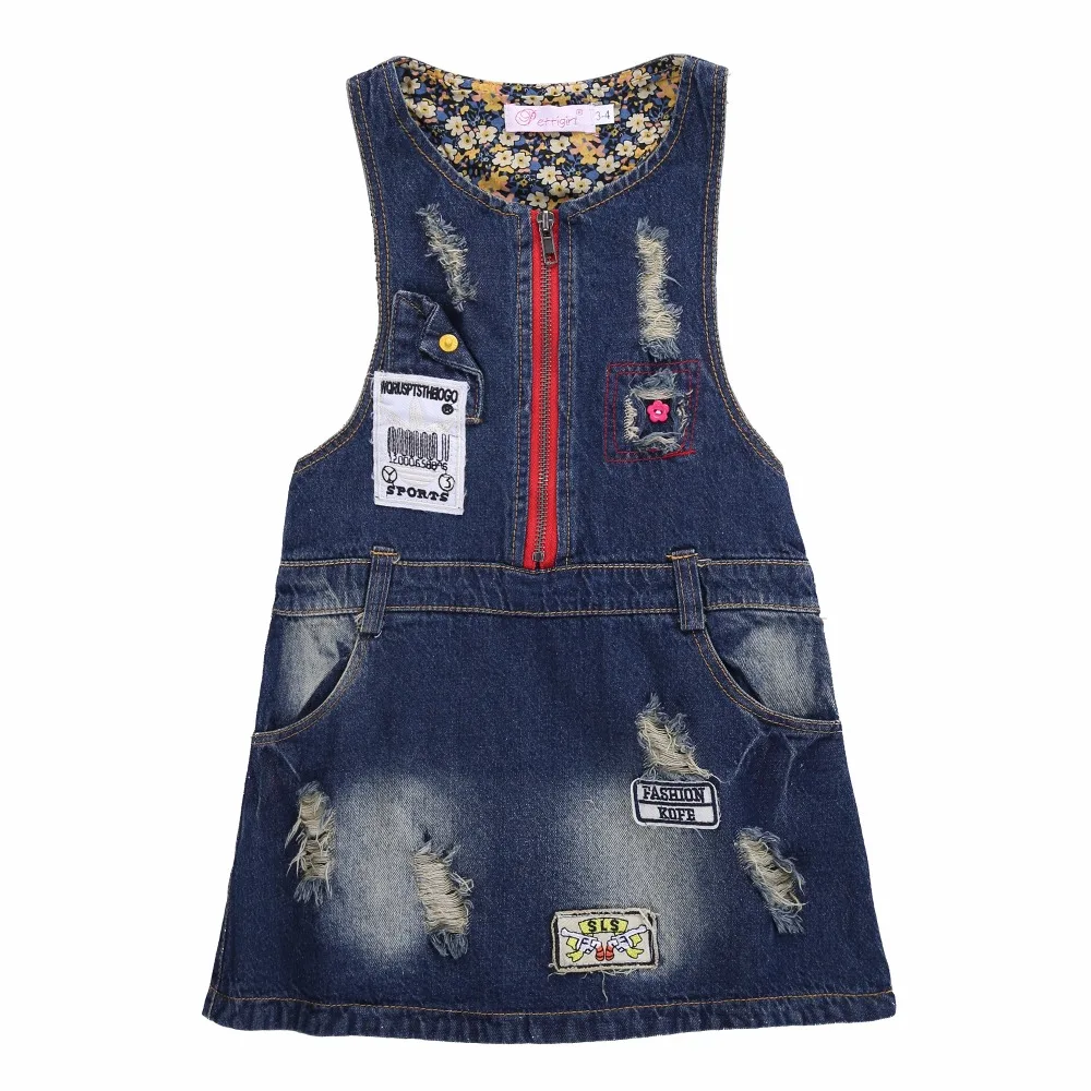 Pettigirl 2020 Sleeveless Denim Baby Girl Princess Dress Patchwork Sundress For Girls Summer Autumn Jeans Kids GD80922-02 | Детская