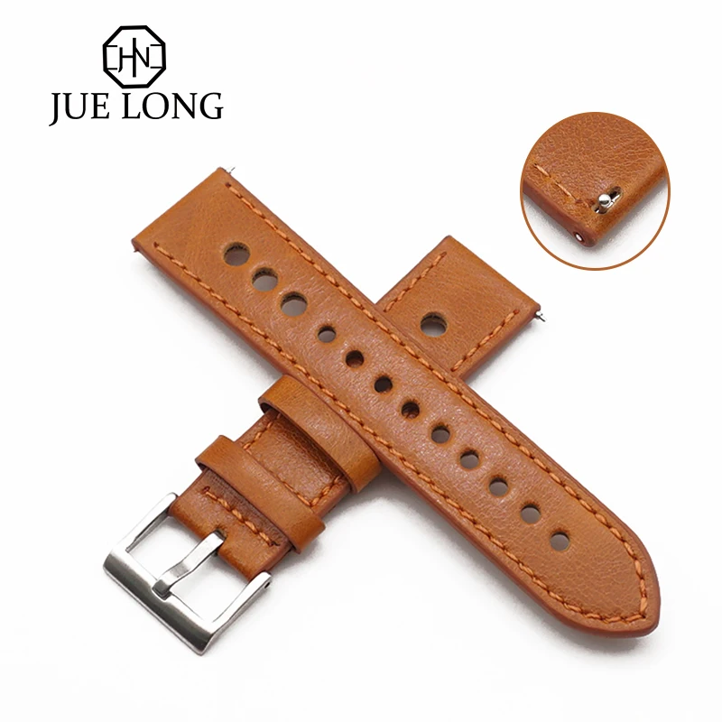 

High Quality Quick Top Brown Release Spring Bars 22mm Leather Watch Band