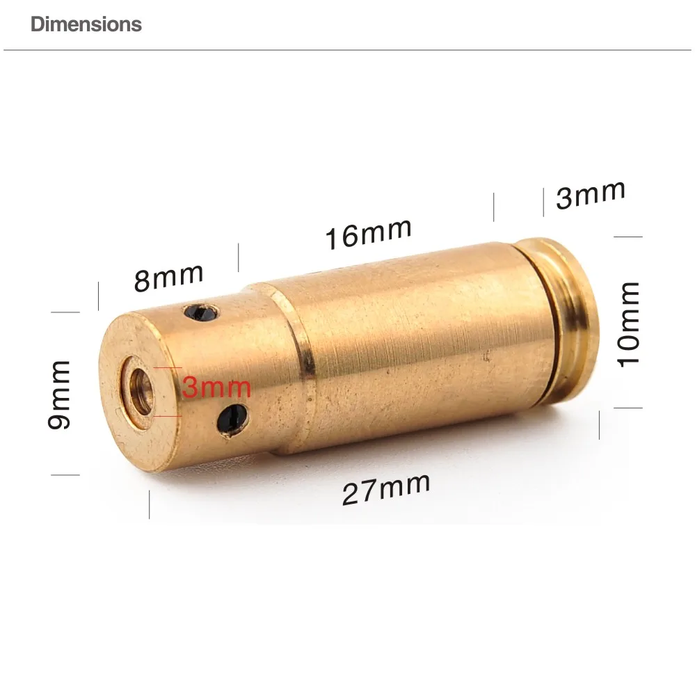 9MM Small Bore Sight Laser Red Dot Laser Boresighter, 5 100 Yards Cartridge Boresight for