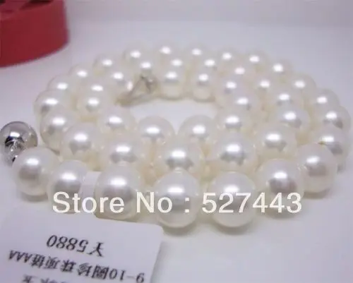 

Wholesale fast 9-10 MM SALTWATER GENUINE WHITE PEARL NECKLACE 18''AAA+ AAA