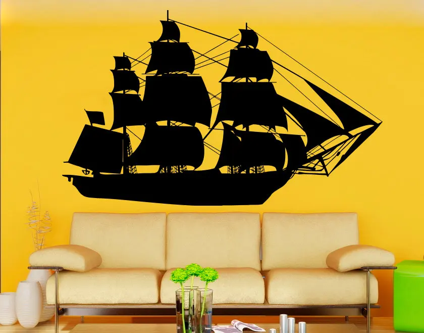 Large Ship Silhouette Wall Decals Home Bedroom Ocean Cool Style