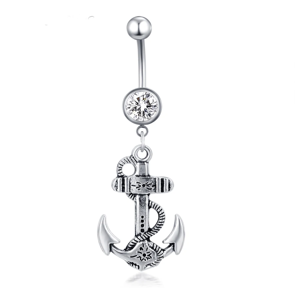 Junlowpy Fashion Body Jewelry Surgical Steel Silver Navel Belly Button Rings Bar Piercing For