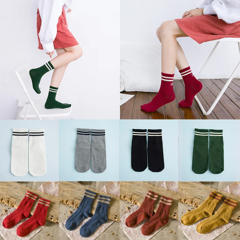 

High Quality Autumn winter Socks For Women Girls Cashmere Wool Warm Striped
