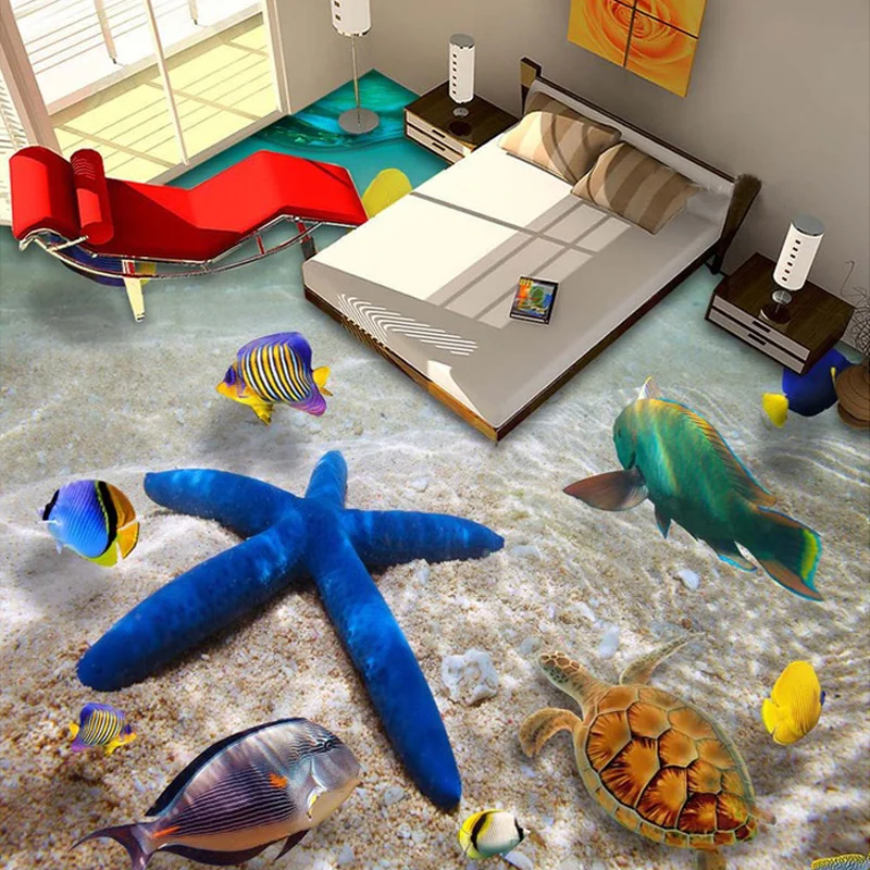 3D фотообои подводный мир Морская звезда Пол напольная наклейка для ванной