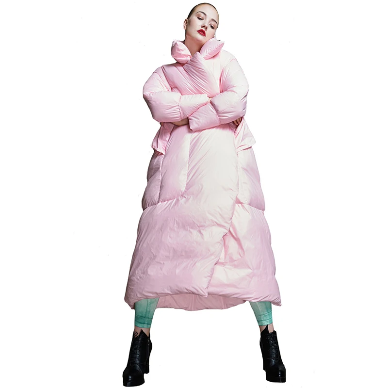 GBYXTY chaquetas plumas mujer, зимний длинный толстый большой пуховик, женское элегантное пуховое пальто на утином пуху, пуховая куртка, ZA927 - Цвет: Розовый