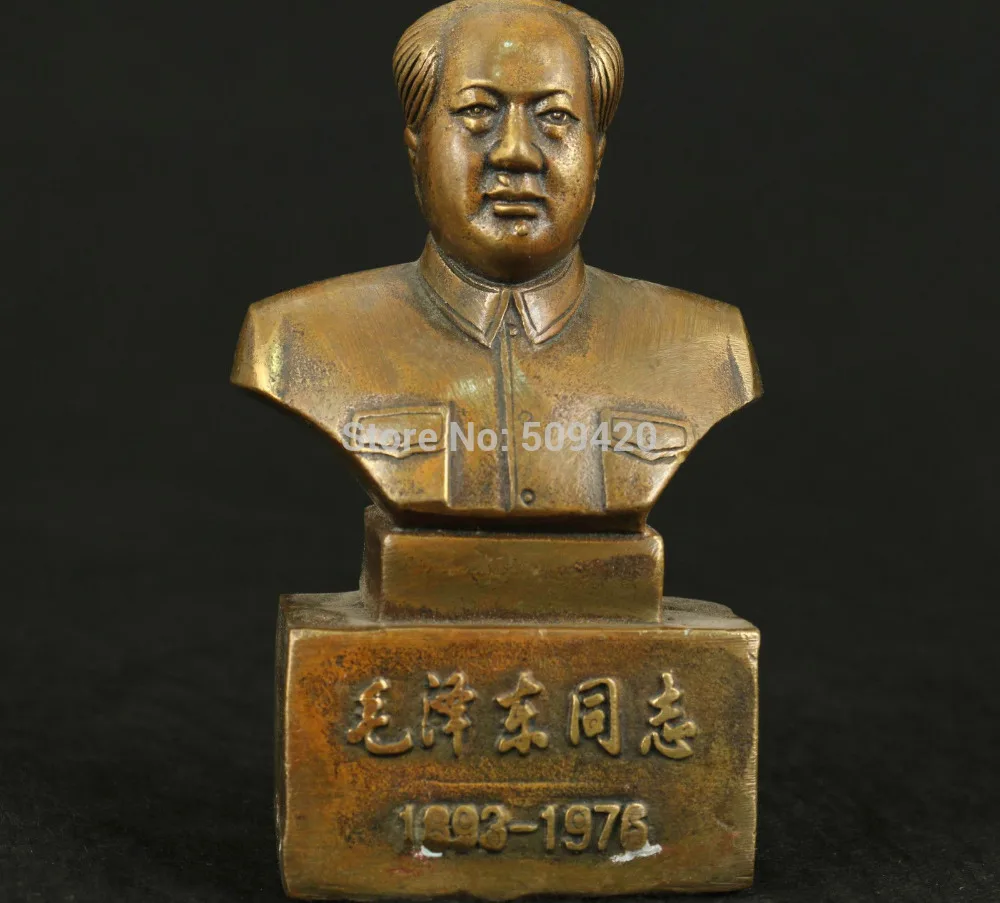 Chinese Old Bronze Collectable Handwork Carved Chair man Mao Statue | Дом и сад