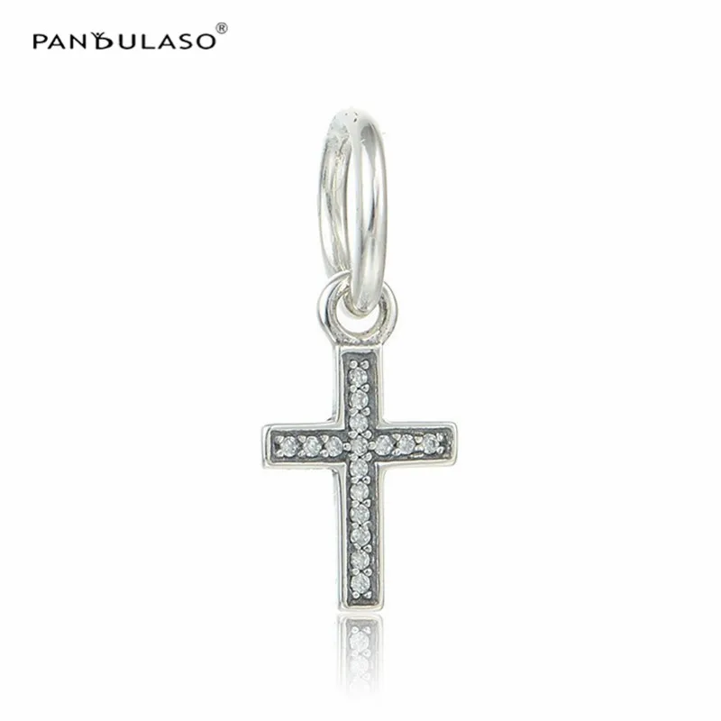 

Women Silver 925 Jewelry Clear CZ Jesus Cross Crystal Charms for Jewelry Making Girls DIY Silver Charms for Bracelets & Bangles