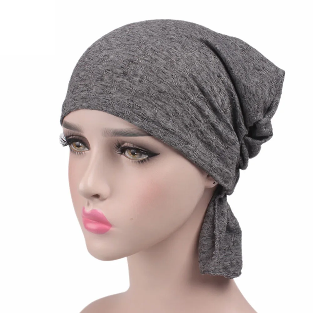 Hijab Scarf Turban Muslim Cotton Ladies Women Hat Soft Chemo Cap Knitted Hair Loss Stretch Gift Wrap