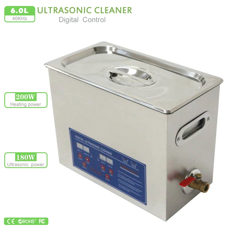 

6.5L Digital Ultrasonic Cleaner Bath 180W 40kHz AC110/220 timer & heater control hardware parts with basket Free ship DHL TNT