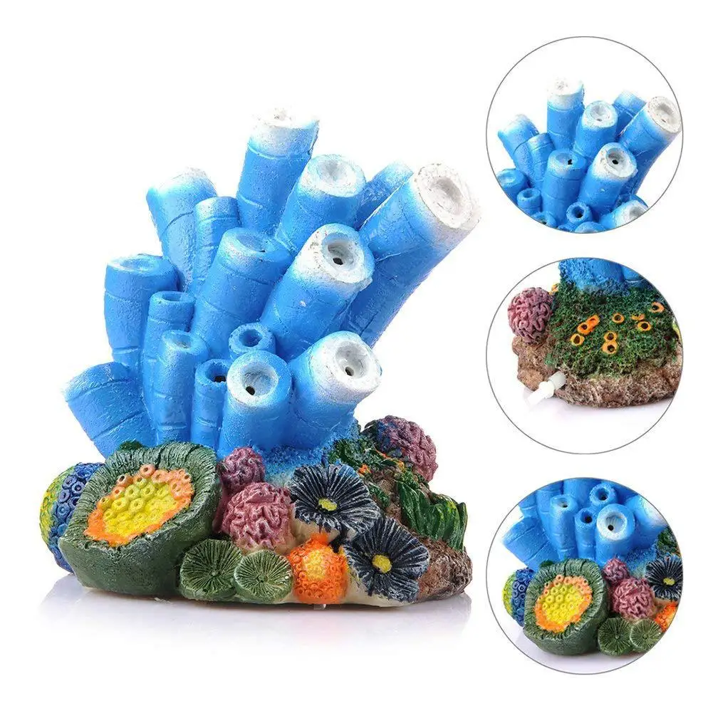 AsyPets Simulate Resin Coral Landscape Air Bubble Stone Ornament for Aquarium Fish Tank