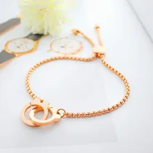 Doreen Box из нержавеющей стали розовое золото/серебро квадратная коробка цепи наручники связанные регулируемый браслет для женщин модные ювелирные изделия