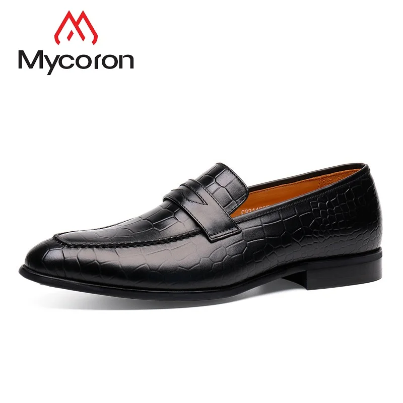 

MYCORON Spring/Autumn Boots Men Business Dress Crocodile Pattern Luxury Brand Men Shoes Breathable Single Shoes Erkek Kundura