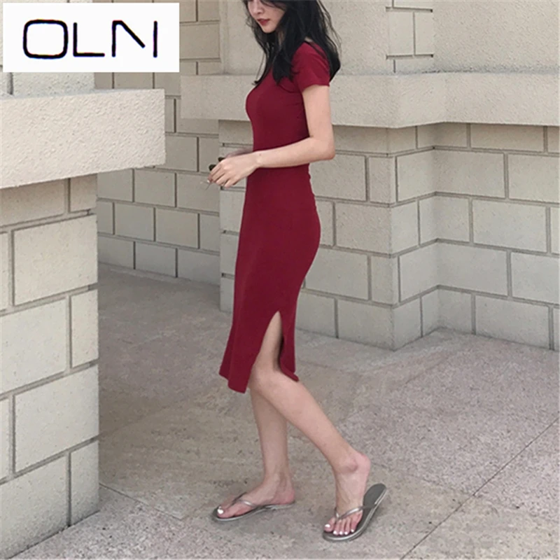 Dress OLN Vestidos Korean new chic wind small sexy cross open back long slimming temperament dress | Женская одежда