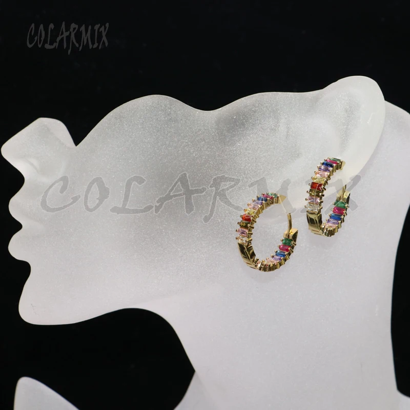 

4 Pairs Round zircon earrings Mix color Crystal earrings zircon jewelry earrings simple earrings Gift for lady 5571