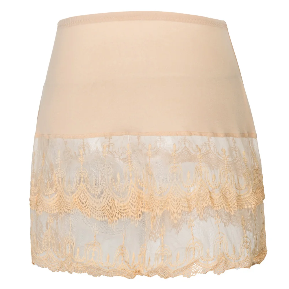 Women Lace Slip Skirt Extender A-line Bridal Floral Underskirt Petticoat Hoops