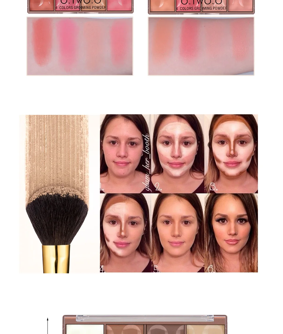 O.TWO.O Contour Palette Face Shading Grooming Powder Makeup 4 Colors Long-Lasting Face Make Up Contouring Bronzer Cosmetics