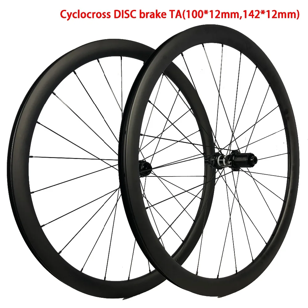 Discount Center lock carbon wheels 35mm 38mm 45mm 50mm 60mm 88mm clincher cyclocross road wheelset Disc brake thru axle 100X12mm,142X12mm 0