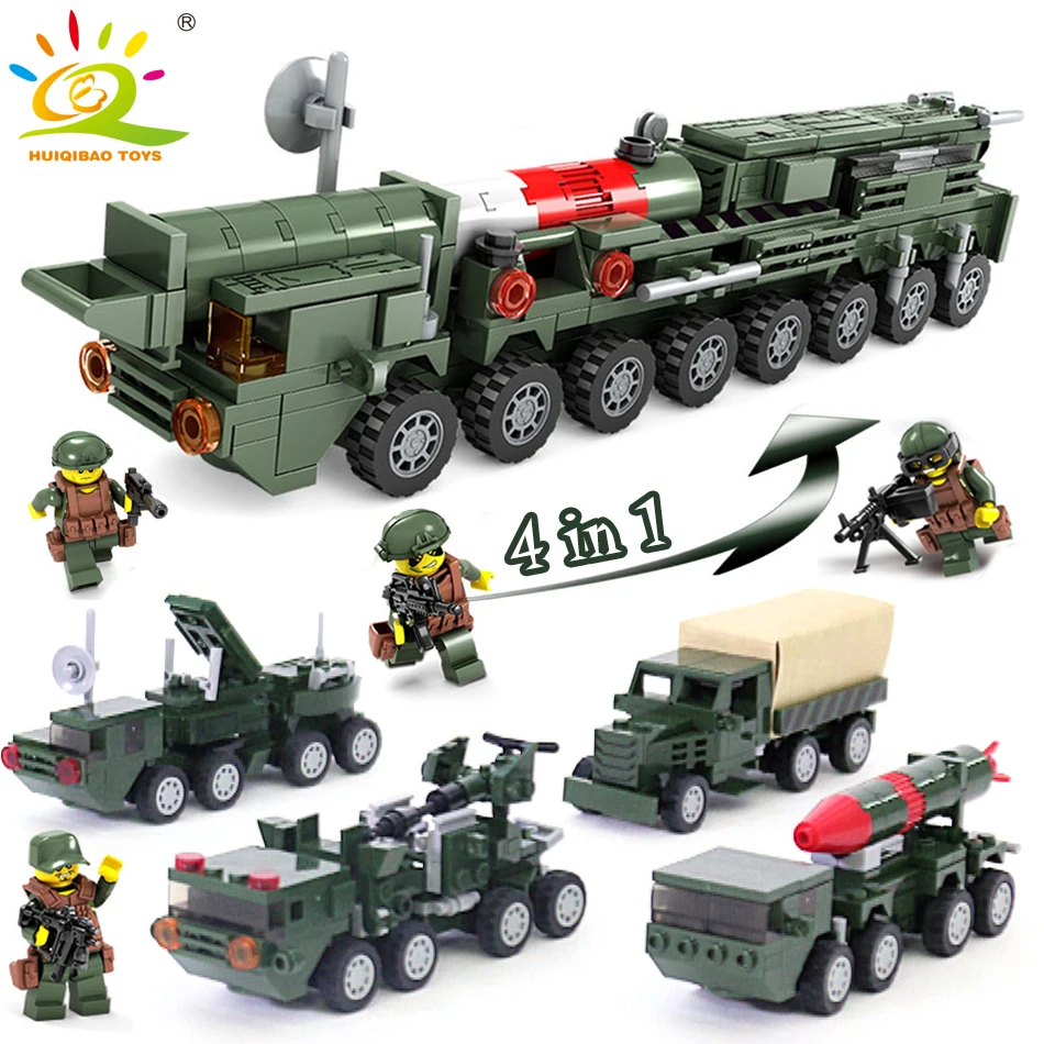 

486+pcs Missile launch Truck car Building Blocks Compatible Military soldier figures bricks toys for children boys