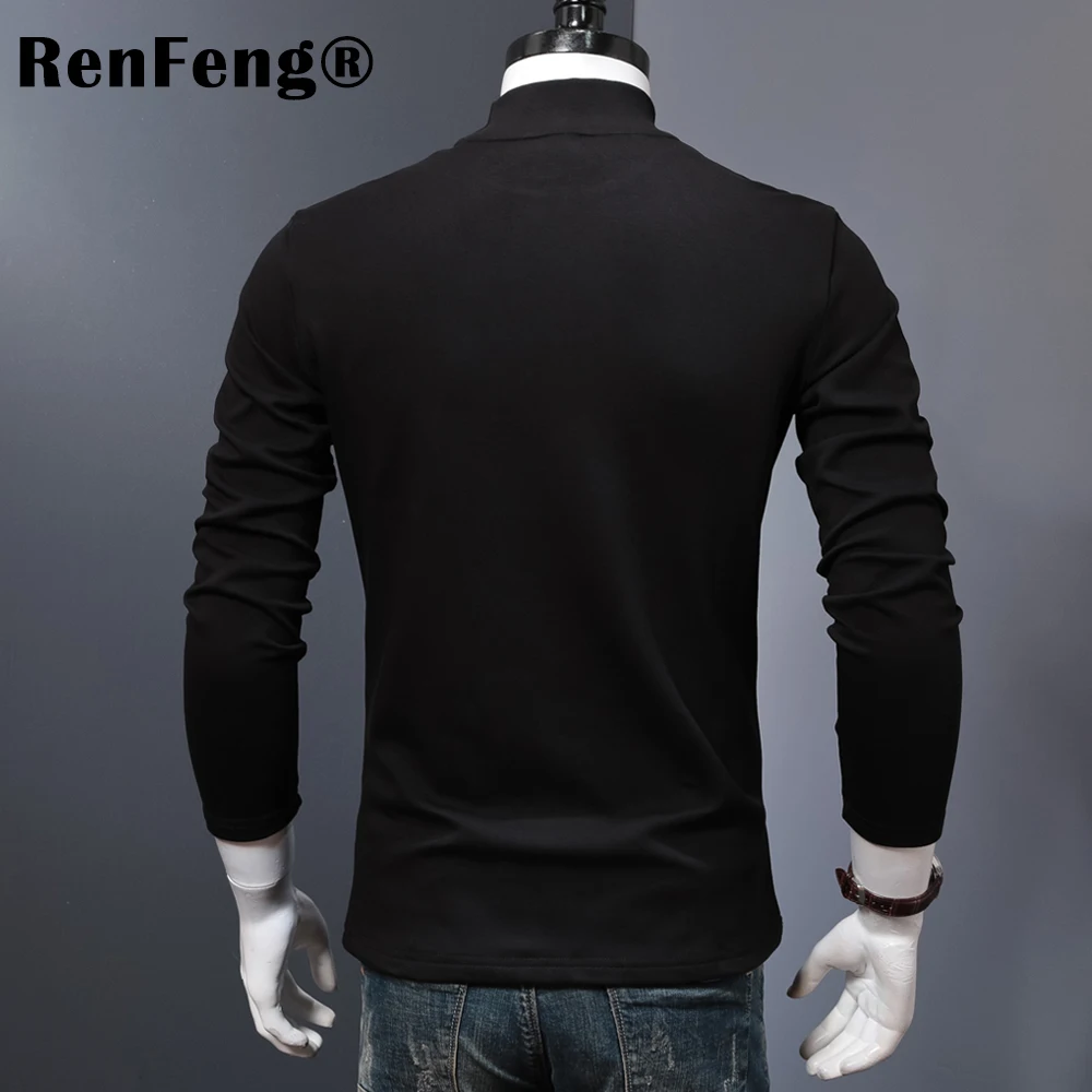 2018 New Fashion Brand Men Clothes Solid Long Sleeve Slim Fit T Shirt Men 95% Lycra Cotton T-Shirt Turtle neck Casual T Shirts (2)