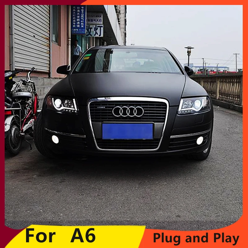 KOWELL автомобильный Стайлинг для Audi A6 C5 фары 2005 2012 светодиодный DRL Объектив двойной