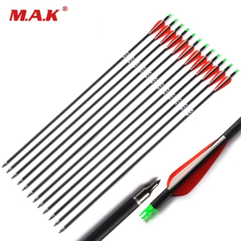 

200/500pcs Wholesale Arrow 7.8mm 30inches Spine 500 Carbon Arrow with Red Feather for Compound/Recurve Bow Hunting Archery