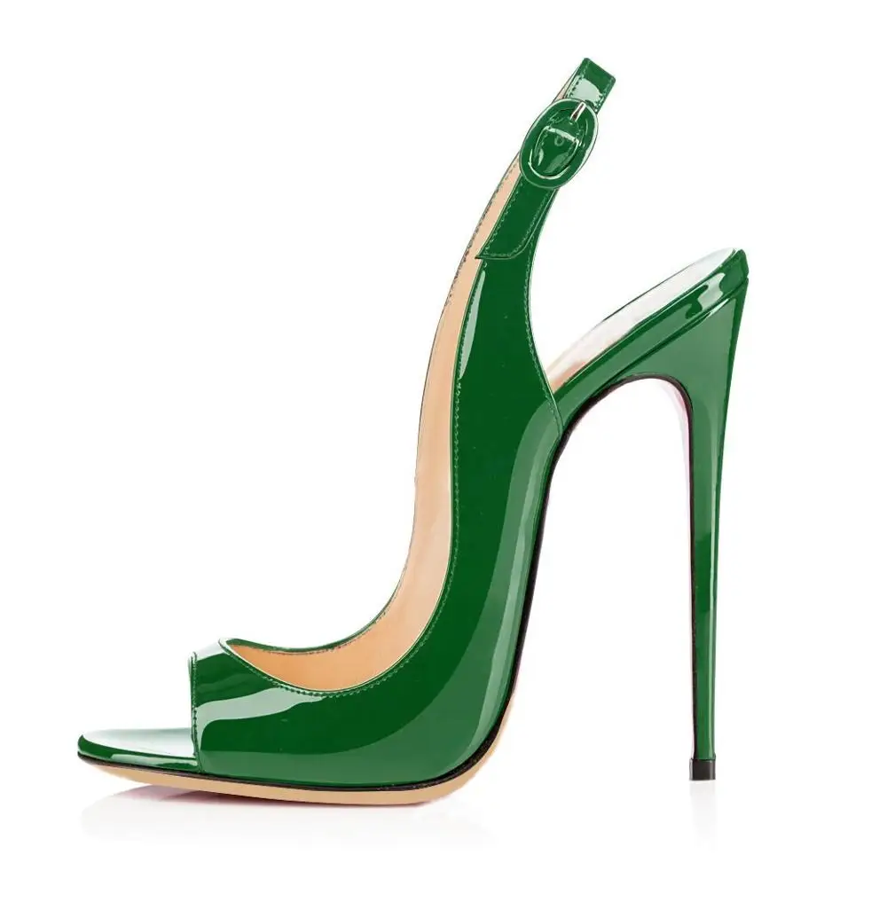 Amourplato/женские босоножки на высоком каблуке 12 см с открытым носком и ремешком на пятке модельные туфли с открытым носком и ремешком на щиколотке цвет черный, бежевый; размеры US5-13 - Цвет: green