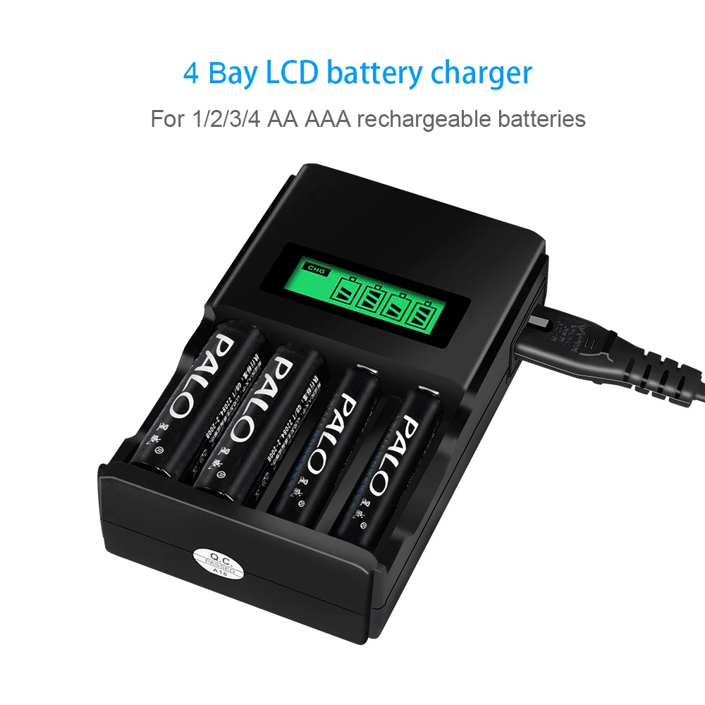 PALO 8 шт. AA 3000mah перезаряжаемая батарея с ЖК-зарядным устройством для Ni-MH NI-CD 1,2 v AA AAA перезаряжаемая батарея для игрушечных автомобилей