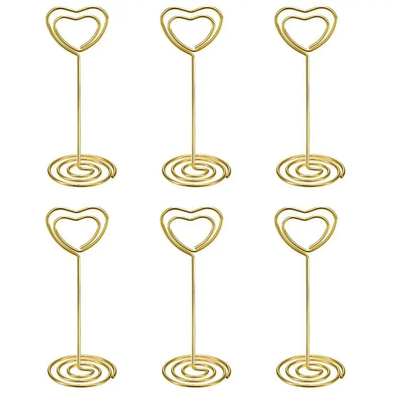 24 пачки табличка с номером для столика держатели для фотографий подставка место карты бумаги меню зажимы держатели, в форме Золотого сердца