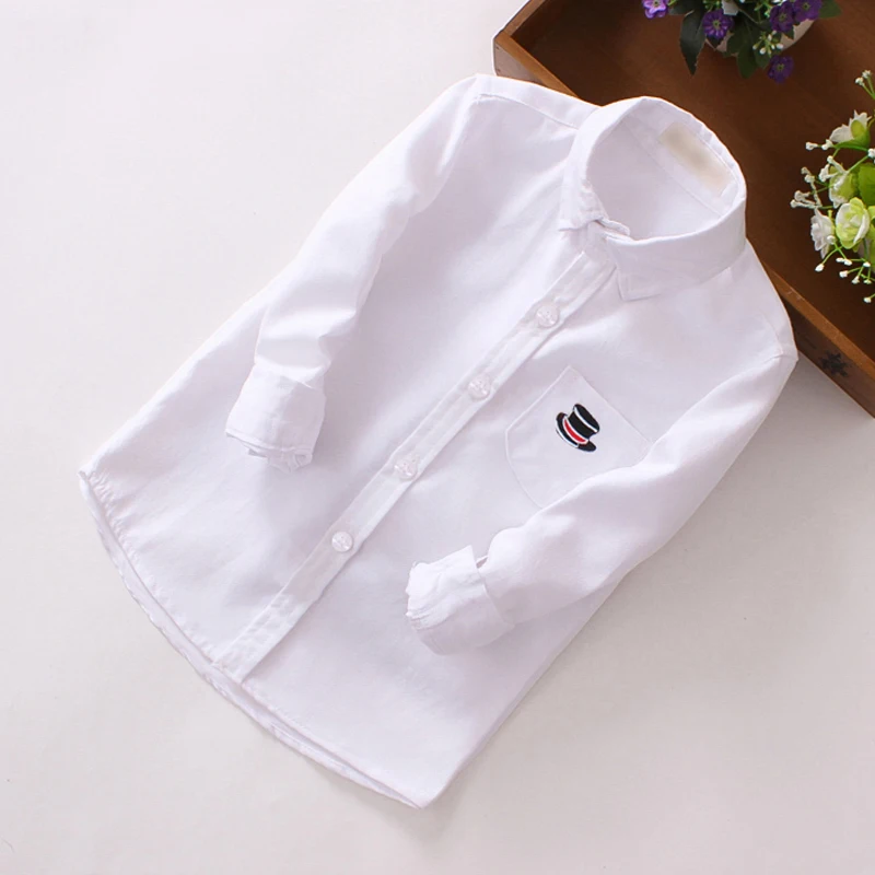 BEKE MATA/Детские рубашки для мальчиков осень белый с длинными рукавами школьные рубашки для мальчиков хлопковая рубашка с отложным воротником Для мальчиков ясельного возраста одежда