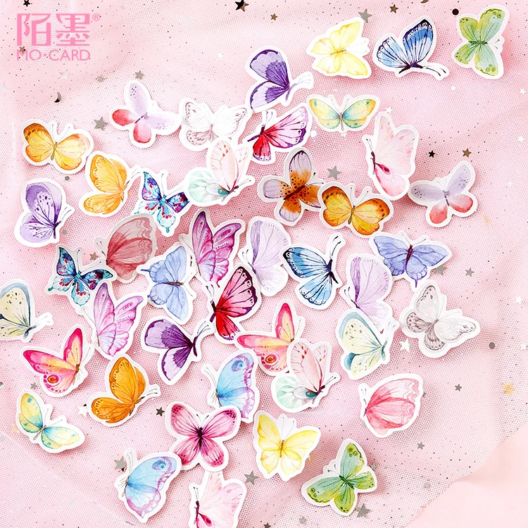 46 шт./кор. Kawaii канцелярские наклейки милые с бабочками клейкие для детей дневник в