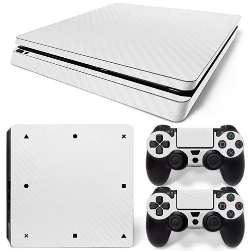 Профессиональная игровая станция 4 тонкие игры хост скины контроллер наклейки с крышкой из углеродного волокна скины для Playstation 4 тонкий T-PS4-Slim-005 - Цвет: Белый