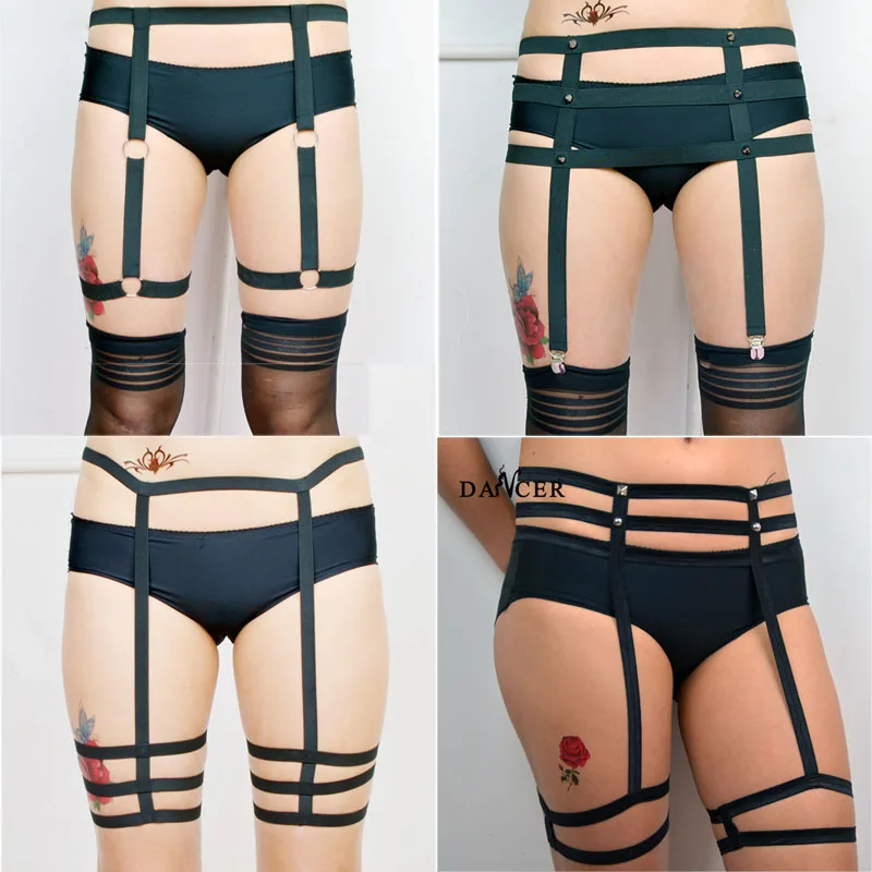 Сексуальная черная нога подвязки хараджуку гастель тело упряжка Бедро жгут бондаж корзина для белья Подвязки, фетиш игрушки на подвеске P0059